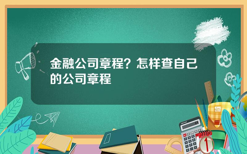 金融公司章程？怎样查自己的公司章程