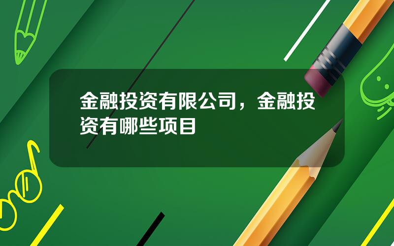 金融投资有限公司，金融投资有哪些项目